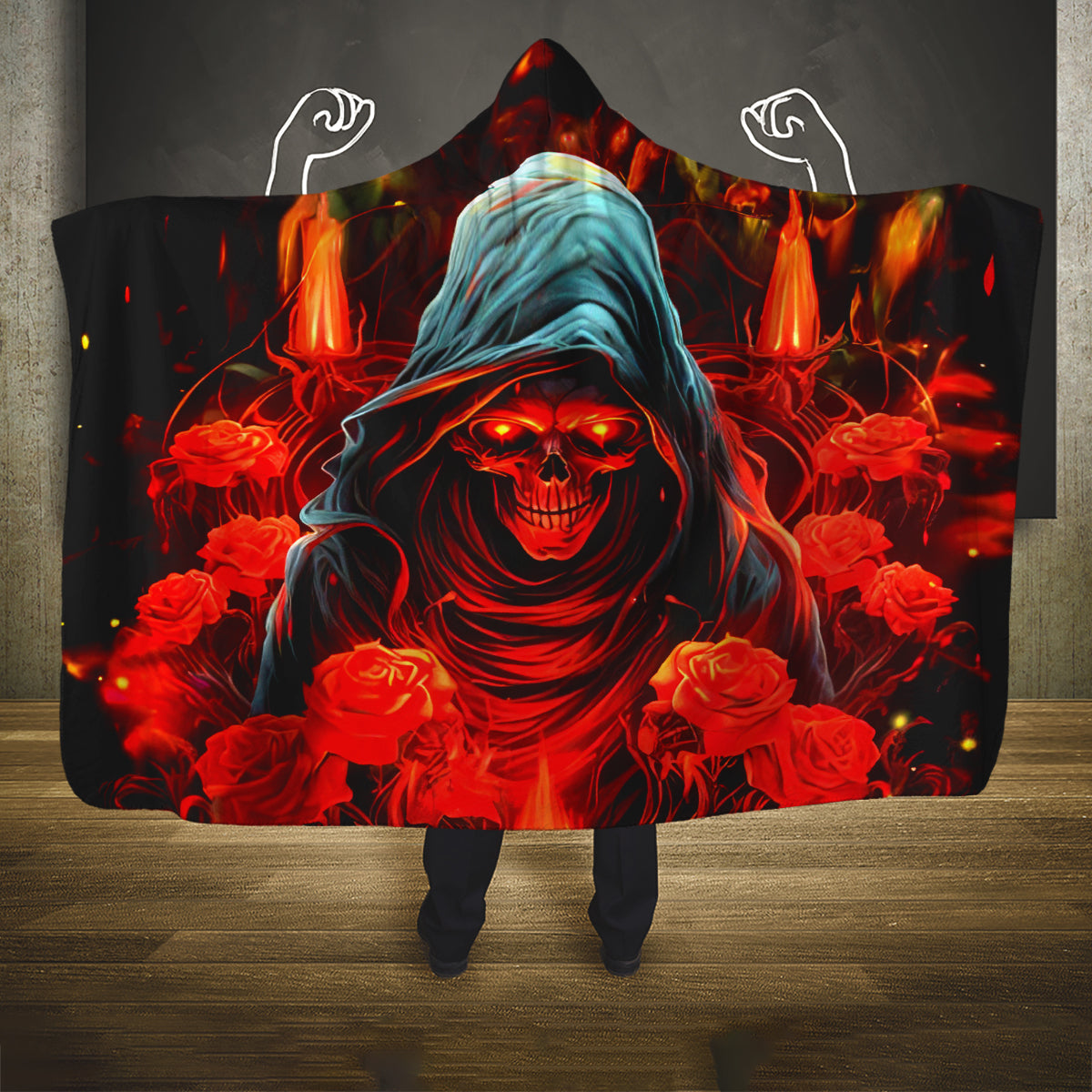 Rose Skull Hooded Blanket Iam Sweet Girl But If You Piss Me Off