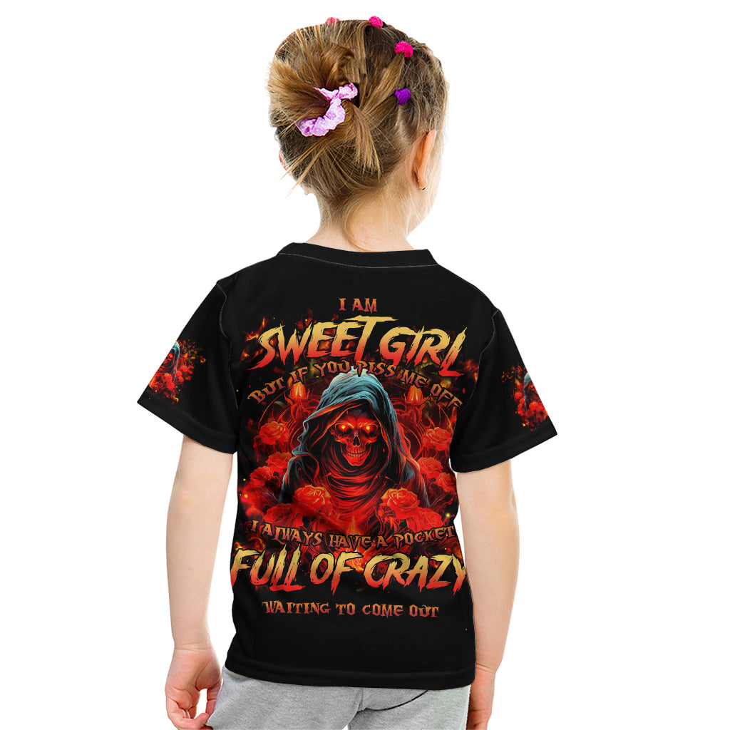 Rose Skull Kid T Shirt Iam Sweet Girl But If You Piss Me Off - Wonder Print Shop