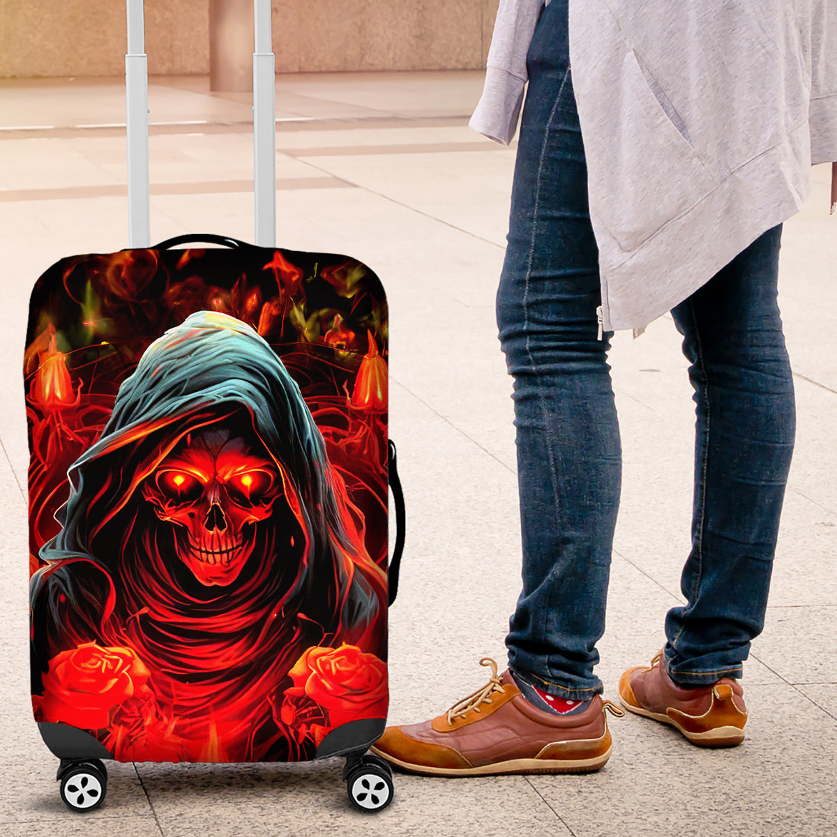 Rose Skull Luggage Cover Iam Sweet Girl But If You Piss Me Off - Wonder Print Shop