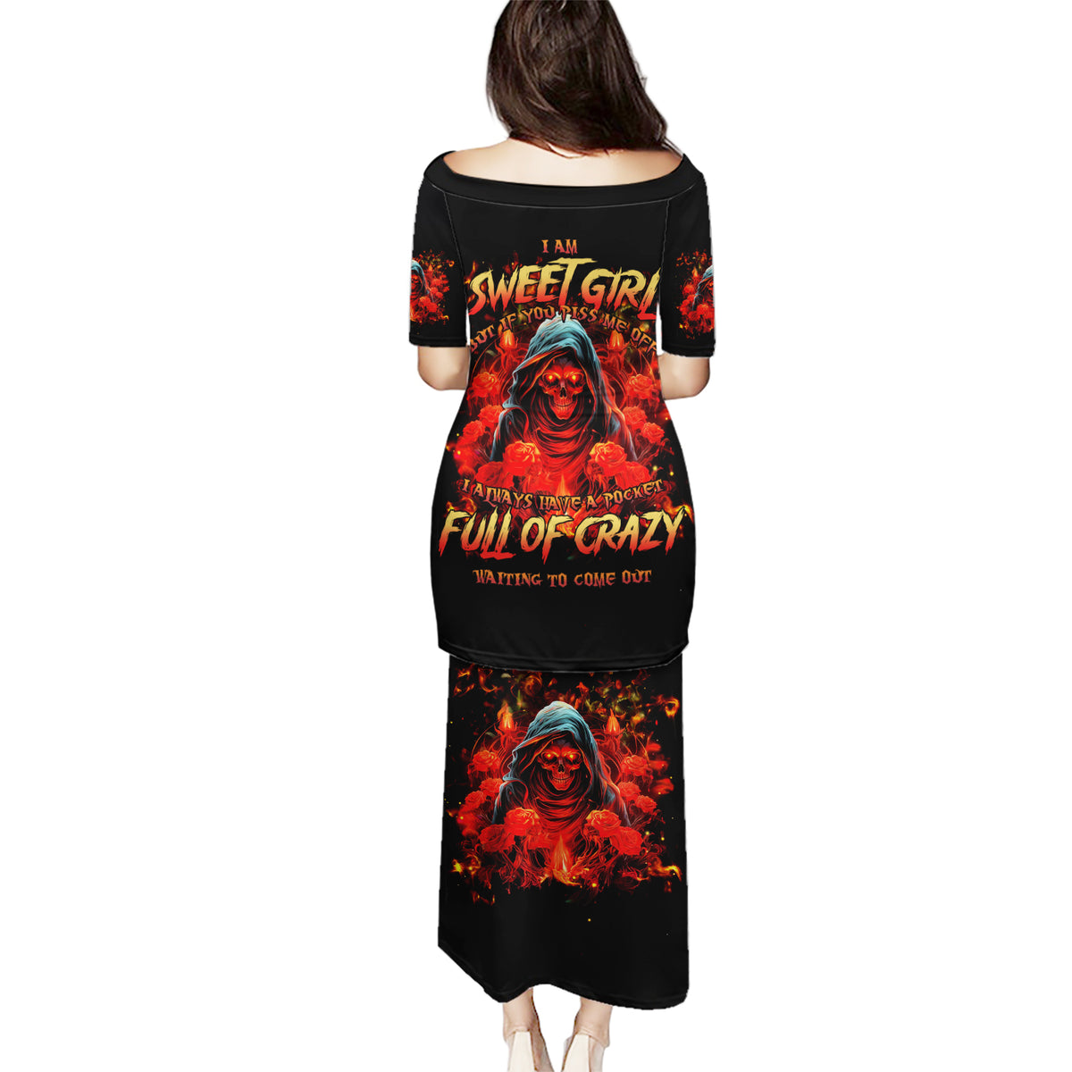 Rose Skull Puletasi Iam Sweet Girl But If You Piss Me Off - Wonder Print Shop