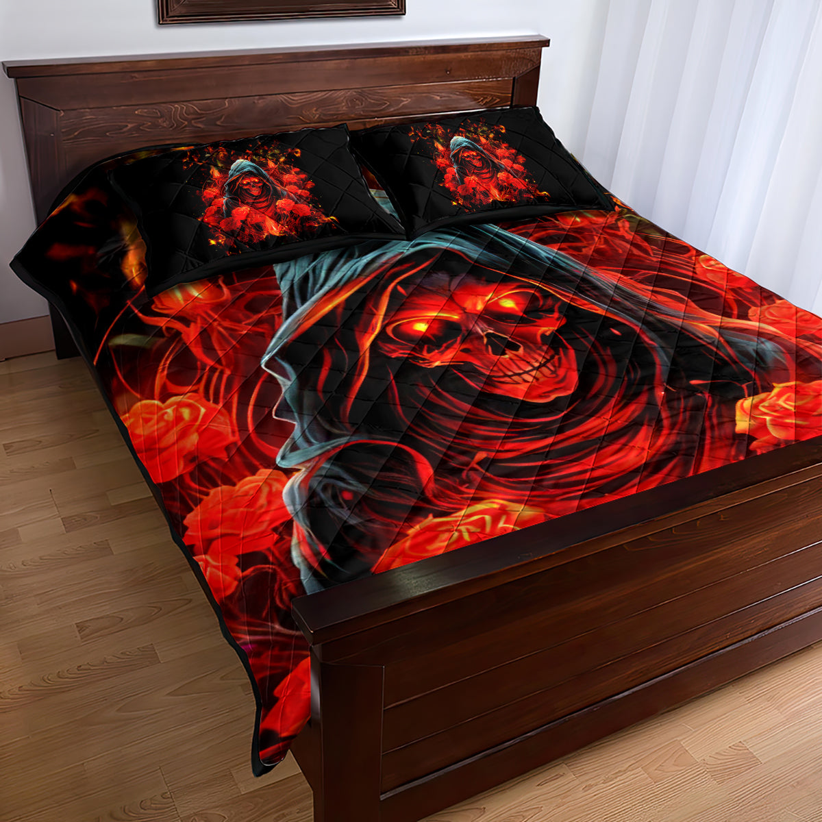 Rose Skull Quilt Bed Set Iam Sweet Girl But If You Piss Me Off - Wonder Print Shop