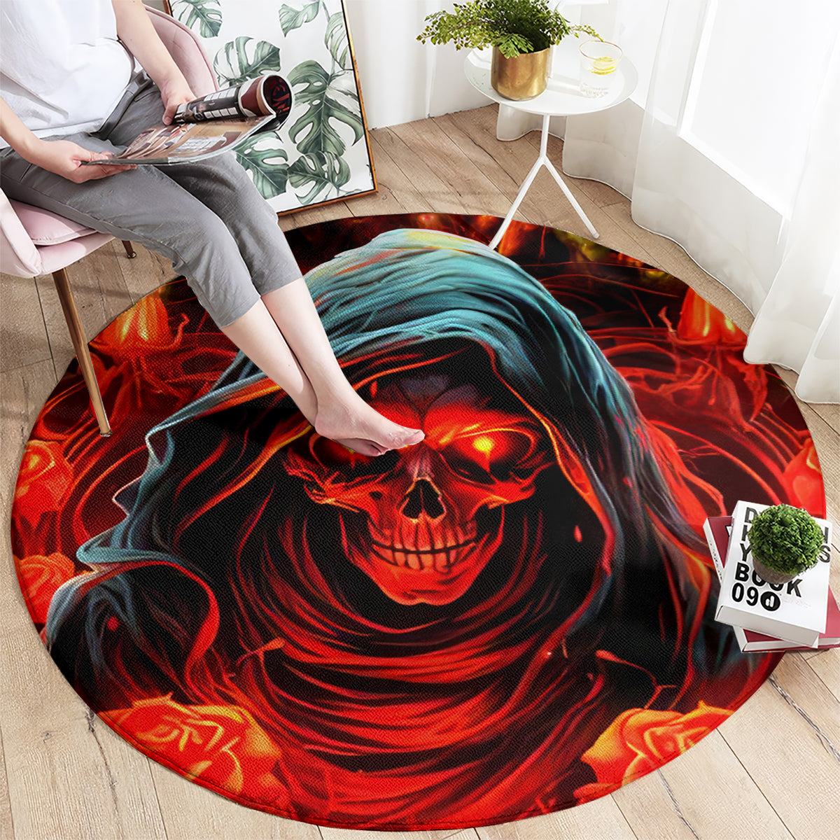 Rose Skull Round Carpet Iam Sweet Girl But If You Piss Me Off