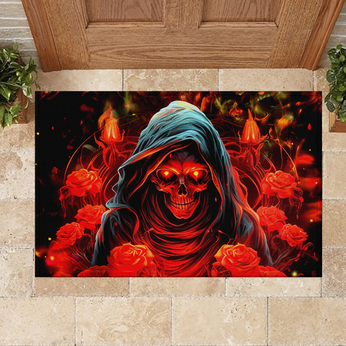 Rose Skull Rubber Doormat Iam Sweet Girl But If You Piss Me Off - Wonder Print Shop