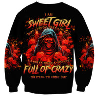Rose Skull Sweatshirt Iam Sweet Girl But If You Piss Me Off - Wonder Print Shop
