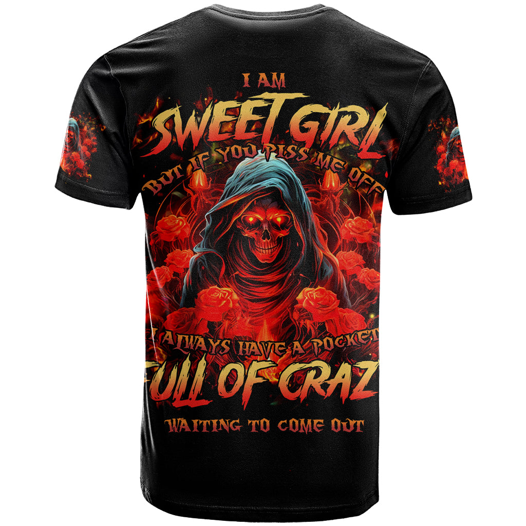 Rose Skull T Shirt Iam Sweet Girl But If You Piss Me Off - Wonder Print Shop