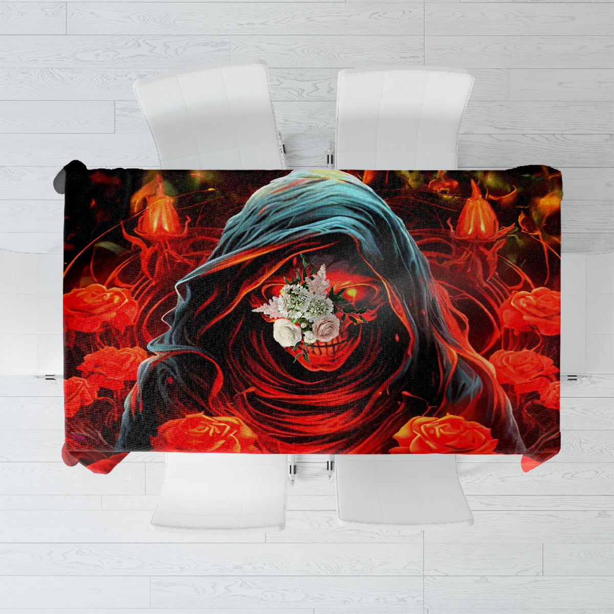 Rose Skull Tablecloth Iam Sweet Girl But If You Piss Me Off - Wonder Print Shop