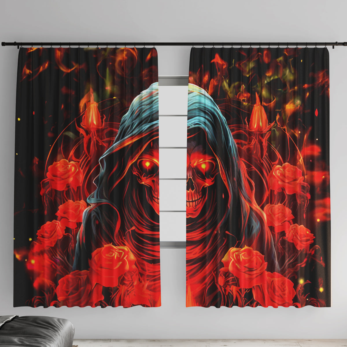 Rose Skull Window Curtain Iam Sweet Girl But If You Piss Me Off - Wonder Print Shop