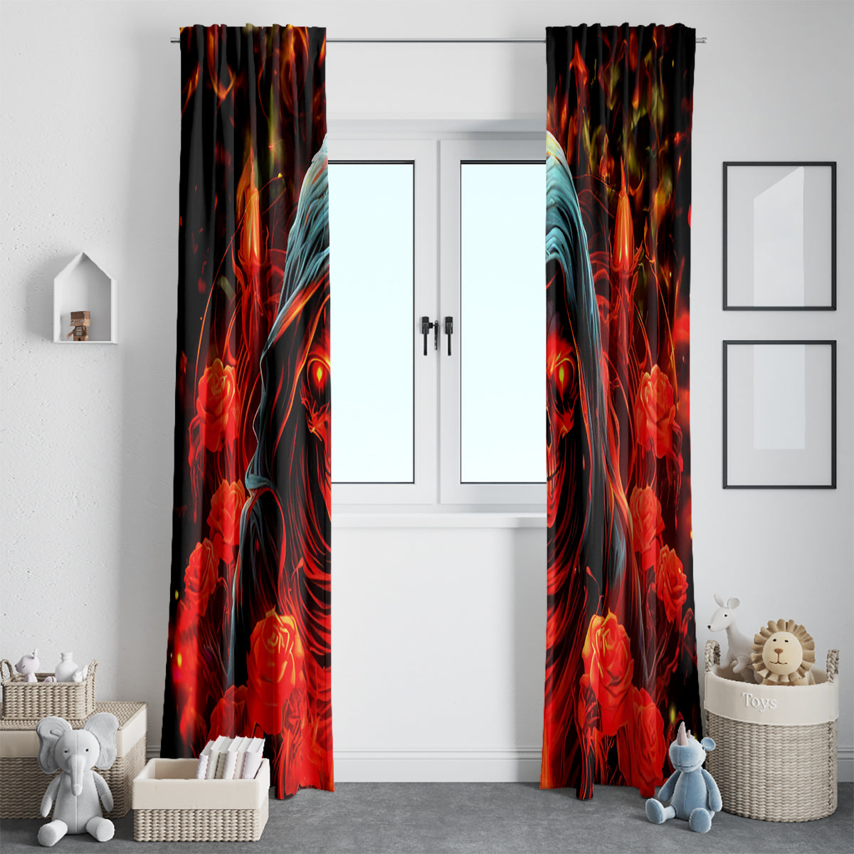 Rose Skull Window Curtain Iam Sweet Girl But If You Piss Me Off - Wonder Print Shop
