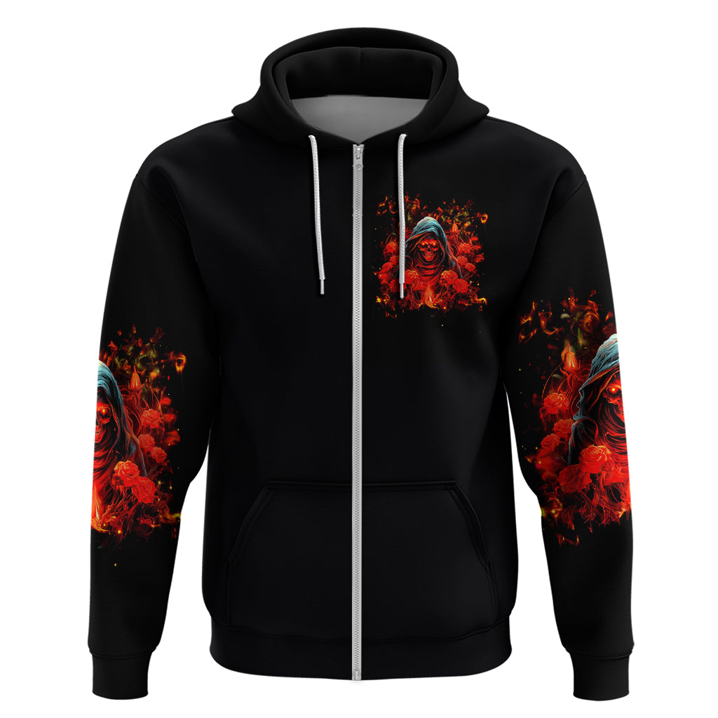 Rose Skull Zip Hoodie Iam Sweet Girl But If You Piss Me Off - Wonder Print Shop