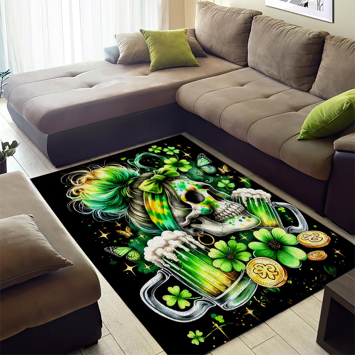 Irish Skull Area Rug Drink Up Bitches - Wonder Print Shop