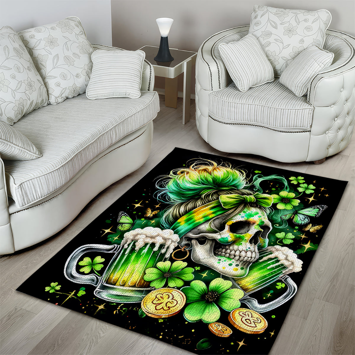 Irish Skull Area Rug Drink Up Bitches - Wonder Print Shop