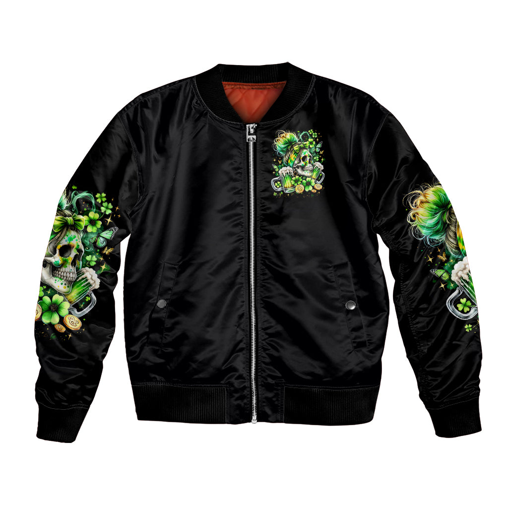 Irish Skull Bomber Jacket Drink Up Bitches - Wonder Print Shop