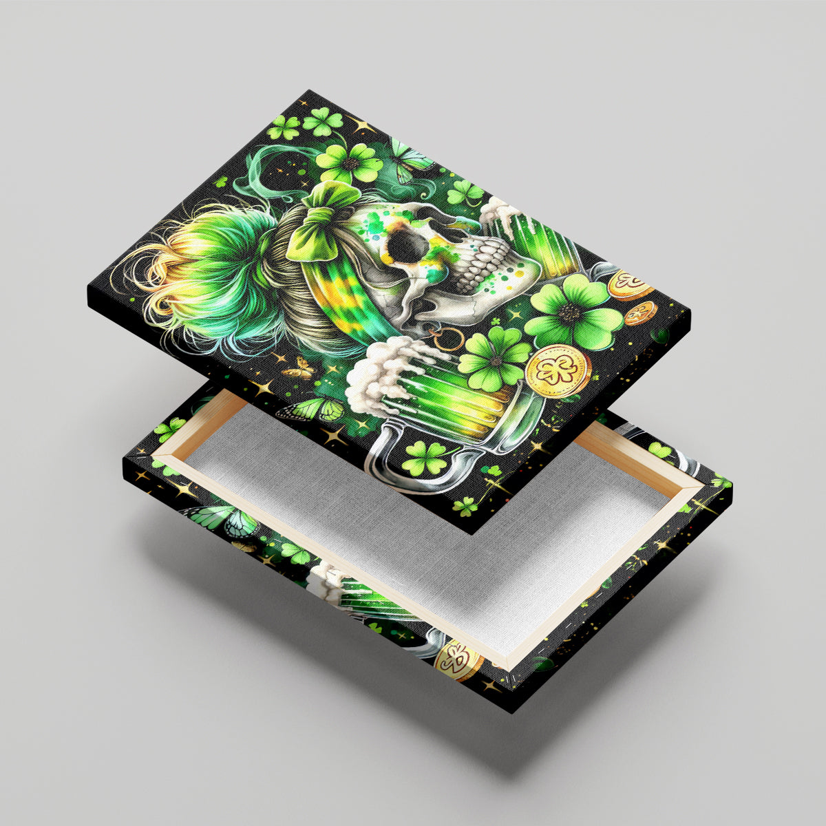 Irish Skull Canvas Wall Art Drink Up Bitches - Wonder Print Shop