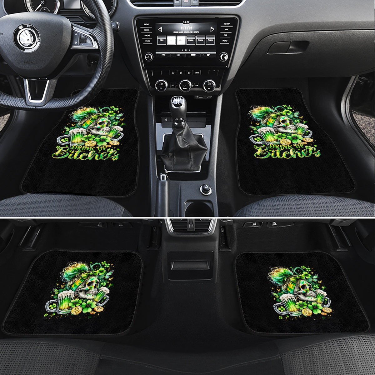 Irish Skull Car Mats Drink Up Bitches - Wonder Print Shop