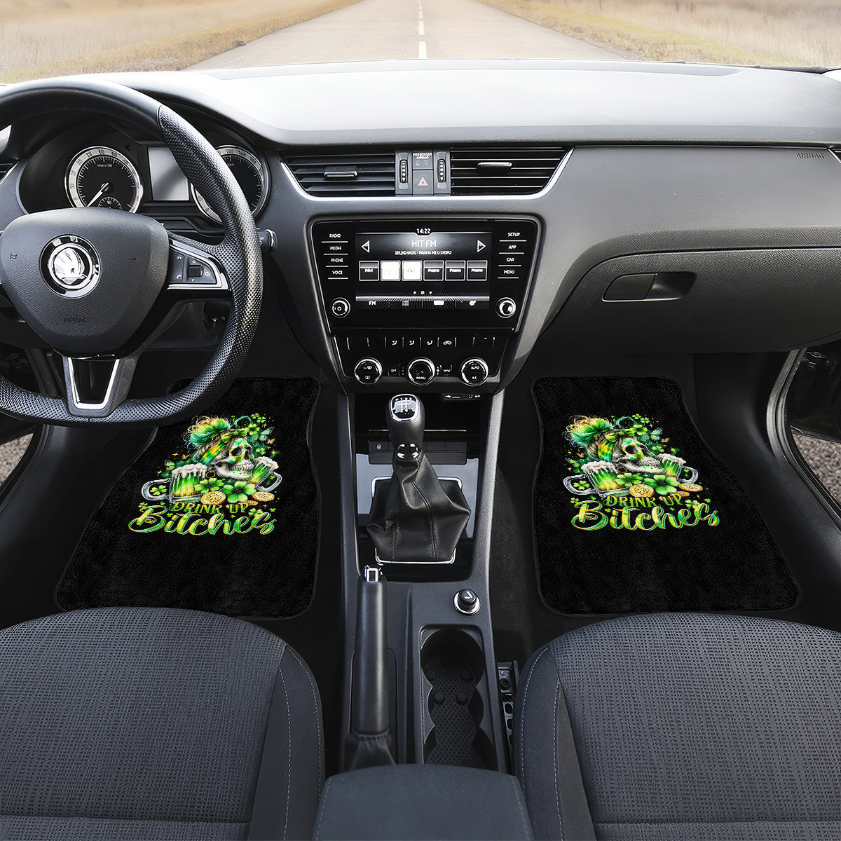 Irish Skull Car Mats Drink Up Bitches - Wonder Print Shop
