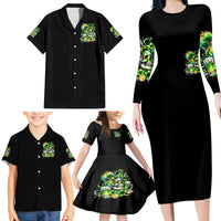 Irish Skull Family Matching Long Sleeve Bodycon Dress and Hawaiian Shirt Drink Up Bitches - Wonder Print Shop