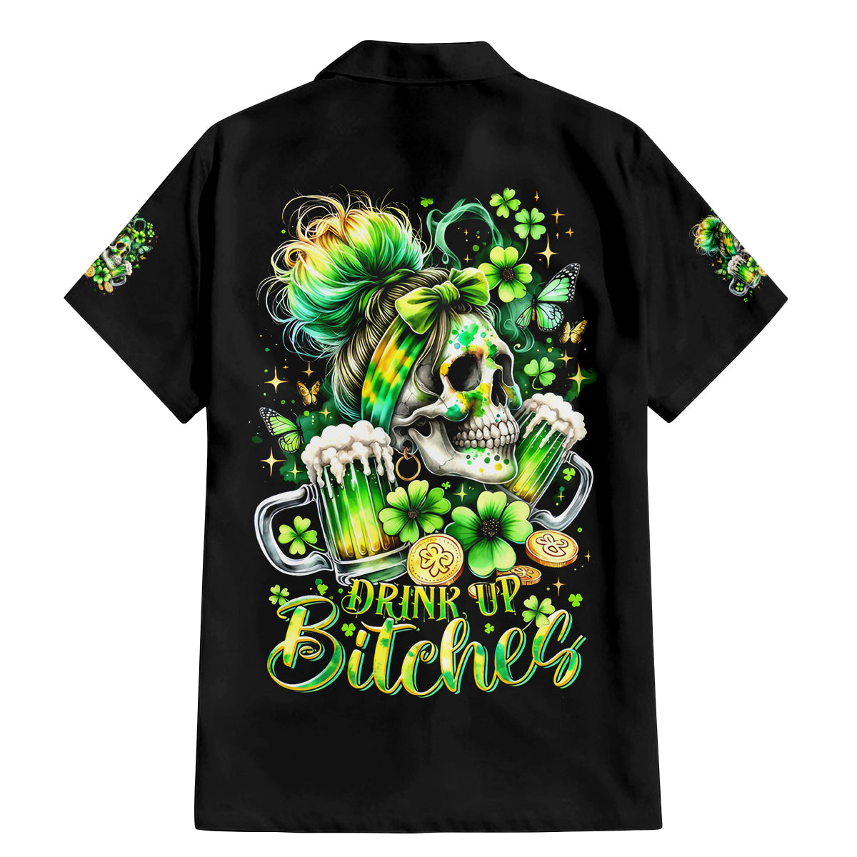 Irish Skull Family Matching Mermaid Dress and Hawaiian Shirt Drink Up Bitches - Wonder Print Shop
