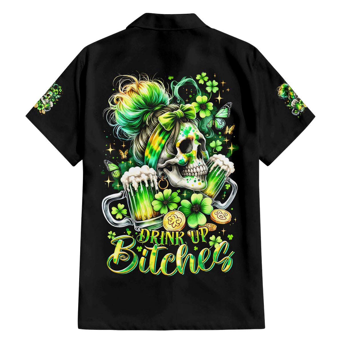 Irish Skull Family Matching Puletasi and Hawaiian Shirt Drink Up Bitches - Wonder Print Shop