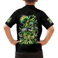 Irish Skull Family Matching Short Sleeve Bodycon Dress and Hawaiian Shirt Drink Up Bitches - Wonder Print Shop