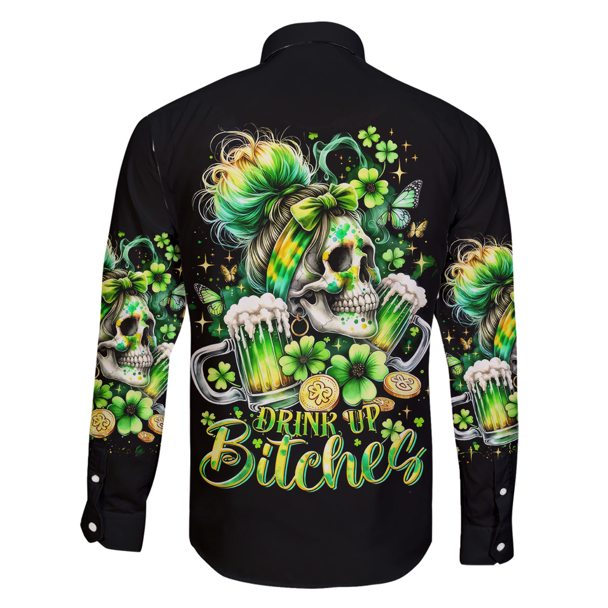 Irish Skull Family Matching Summer Maxi Dress and Hawaiian Shirt Drink Up Bitches - Wonder Print Shop