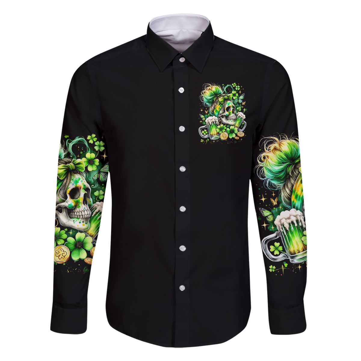 Irish Skull Family Matching Tank Maxi Dress and Hawaiian Shirt Drink Up Bitches - Wonder Print Shop