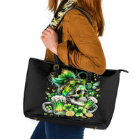 Irish Skull Leather Tote Bag Drink Up Bitches - Wonder Print Shop