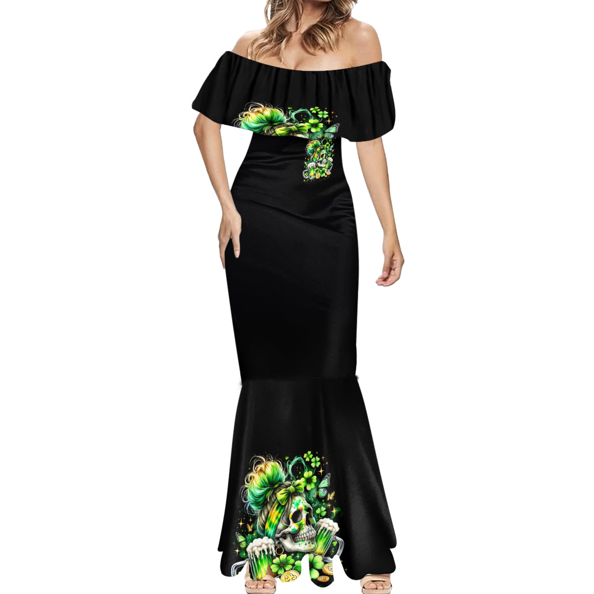 Irish Skull Mermaid Dress Drink Up Bitches - Wonder Print Shop