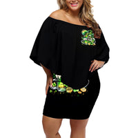 Irish Skull Off Shoulder Short Dress Drink Up Bitches - Wonder Print Shop