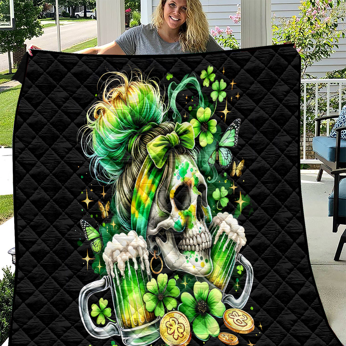 Irish Skull Quilt Drink Up Bitches - Wonder Print Shop