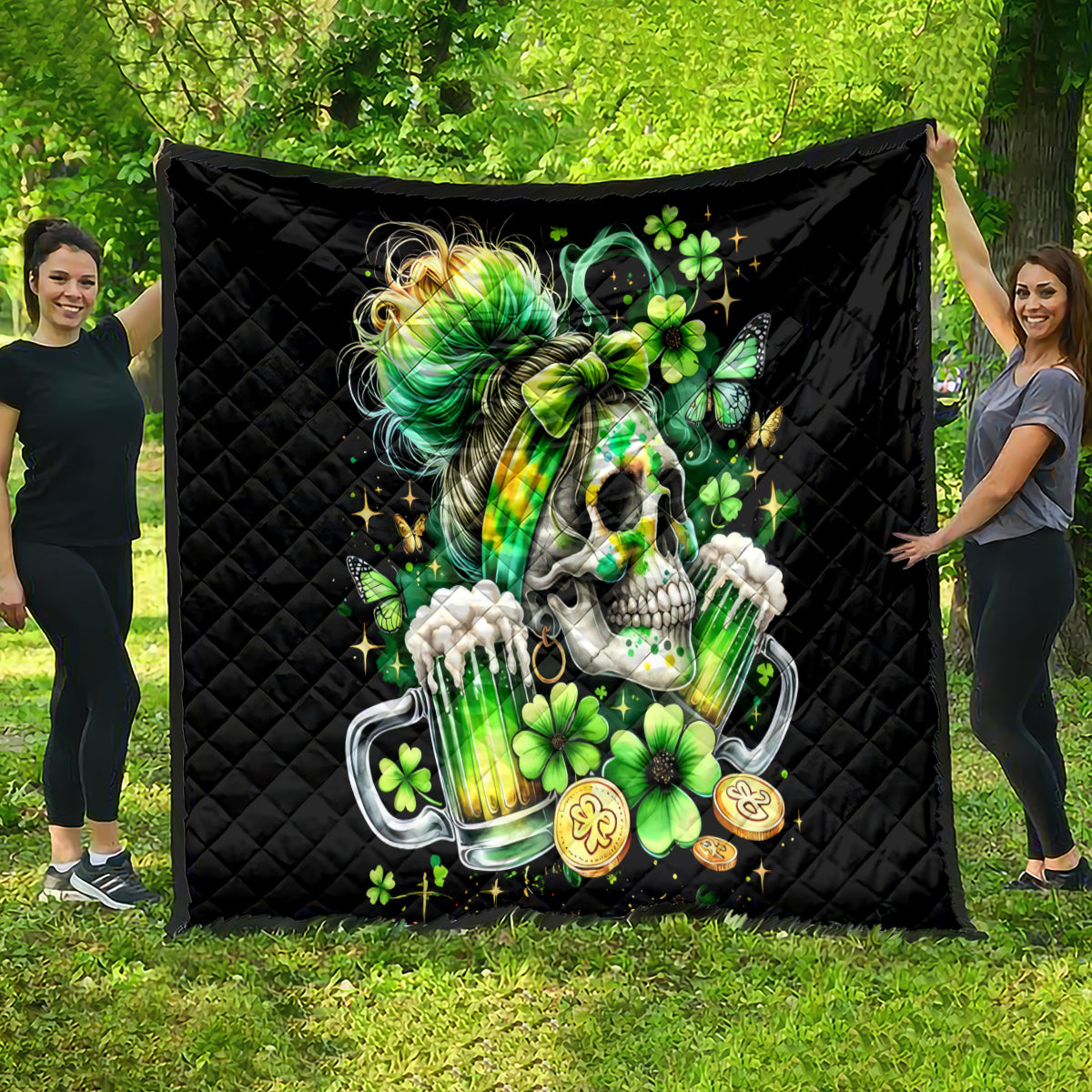 Irish Skull Quilt Drink Up Bitches - Wonder Print Shop