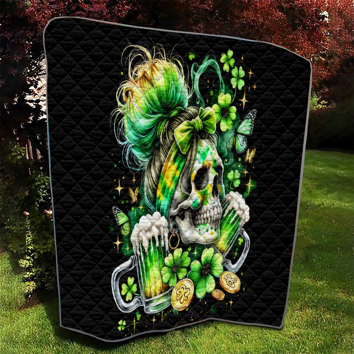 Irish Skull Quilt Drink Up Bitches - Wonder Print Shop