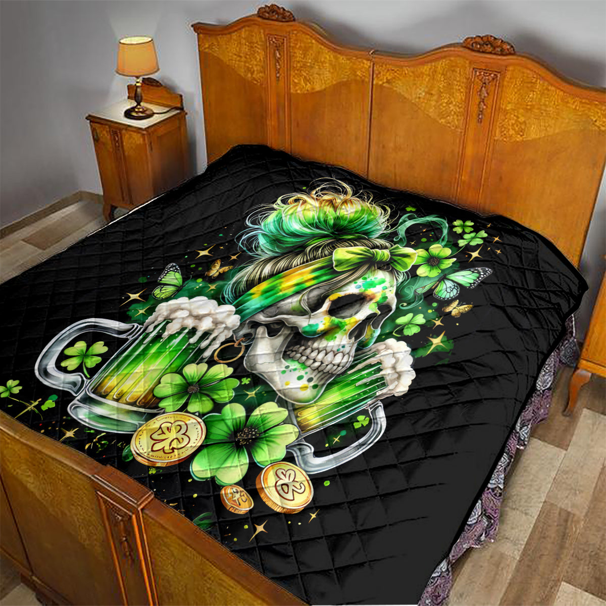 Irish Skull Quilt Drink Up Bitches - Wonder Print Shop