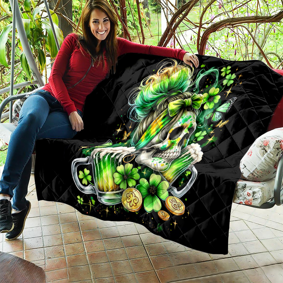 Irish Skull Quilt Drink Up Bitches - Wonder Print Shop