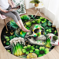 Irish Skull Round Carpet Drink Up Bitches