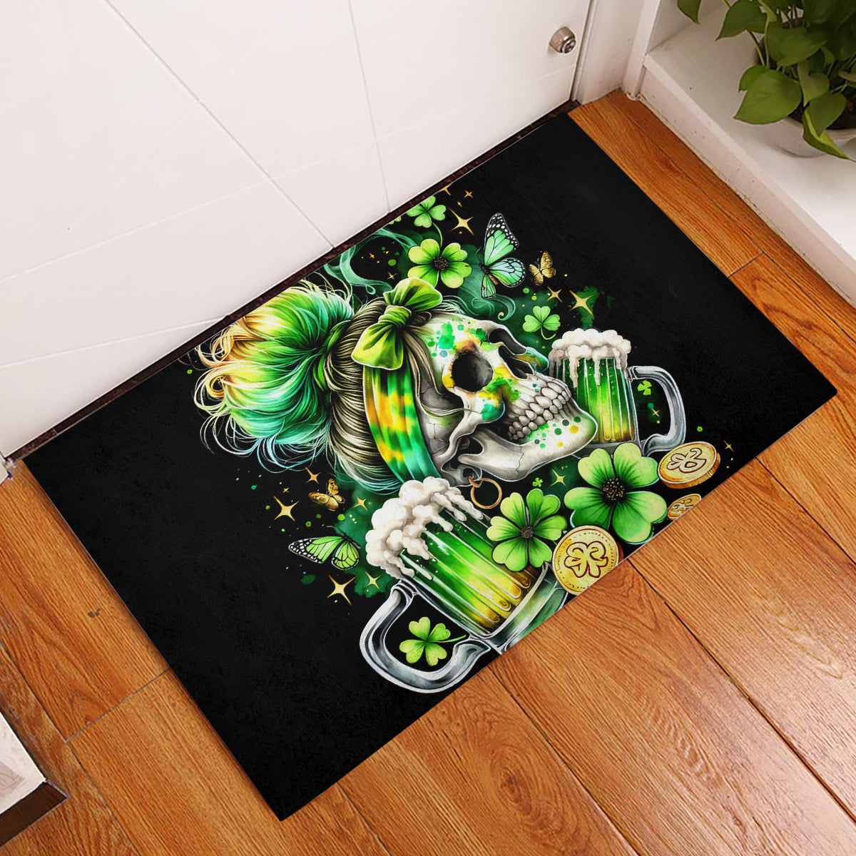 Irish Skull Rubber Doormat Drink Up Bitches - Wonder Print Shop