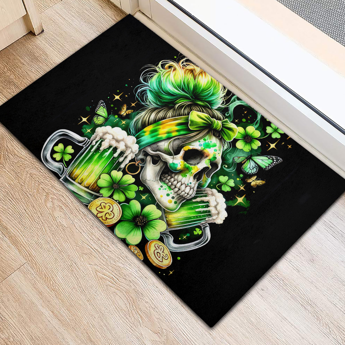 Irish Skull Rubber Doormat Drink Up Bitches - Wonder Print Shop