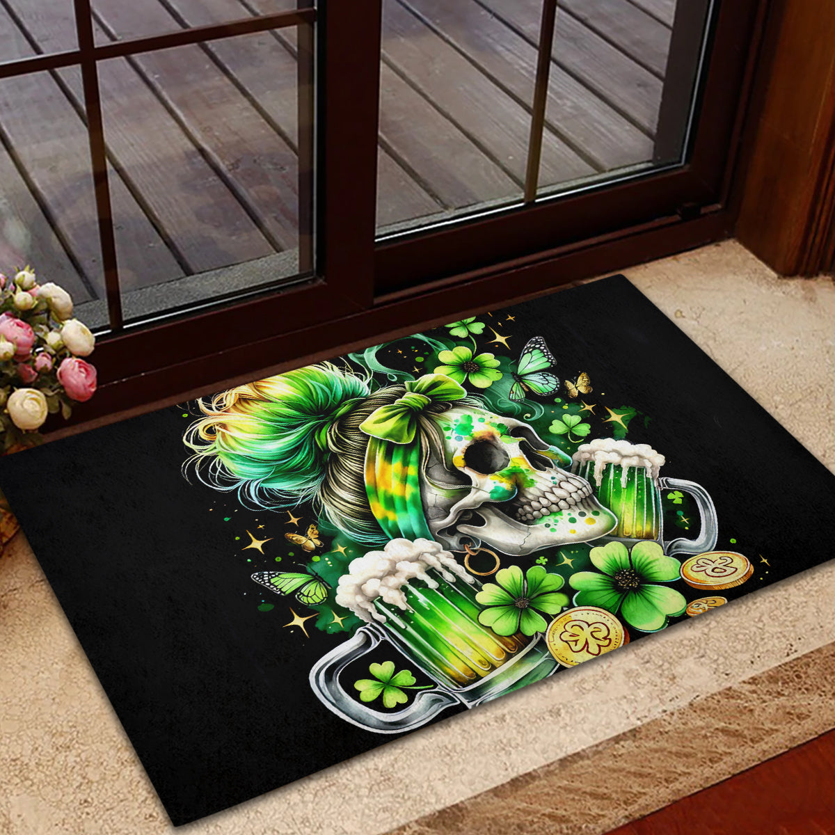 Irish Skull Rubber Doormat Drink Up Bitches - Wonder Print Shop