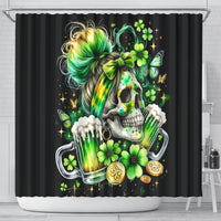 Irish Skull Shower Curtain Drink Up Bitches