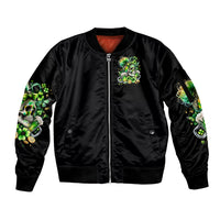Irish Skull Sleeve Zip Bomber Jacket Drink Up Bitches - Wonder Print Shop