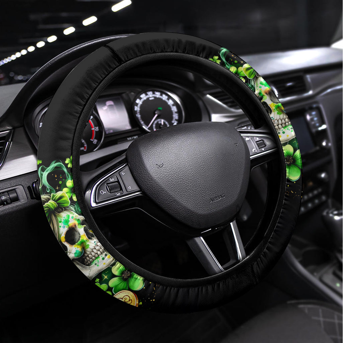 Irish Skull Steering Wheel Cover Drink Up Bitches - Wonder Print Shop