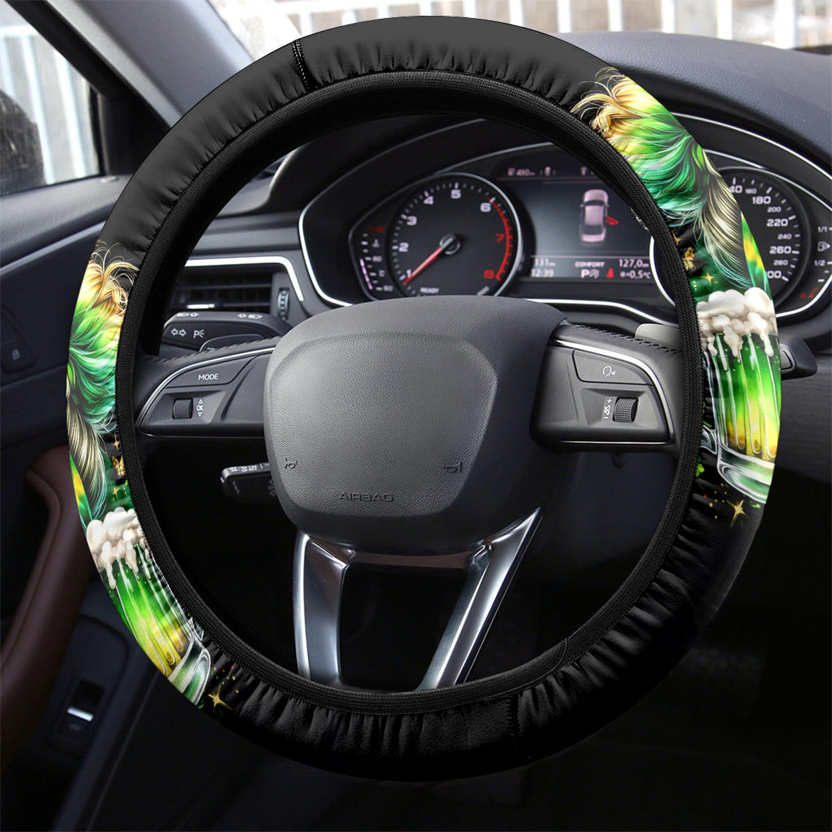 Irish Skull Steering Wheel Cover Drink Up Bitches - Wonder Print Shop