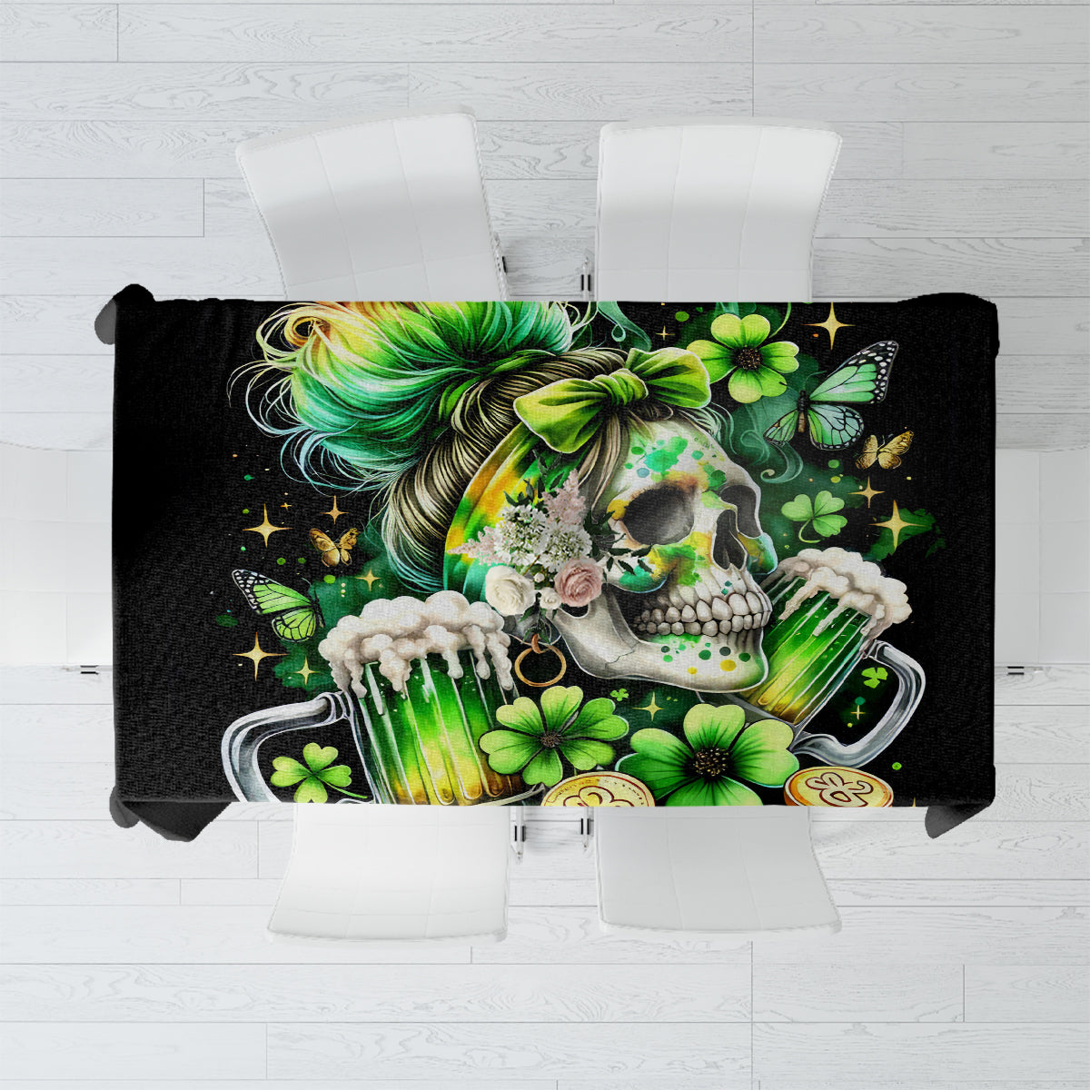Irish Skull Tablecloth Drink Up Bitches - Wonder Print Shop