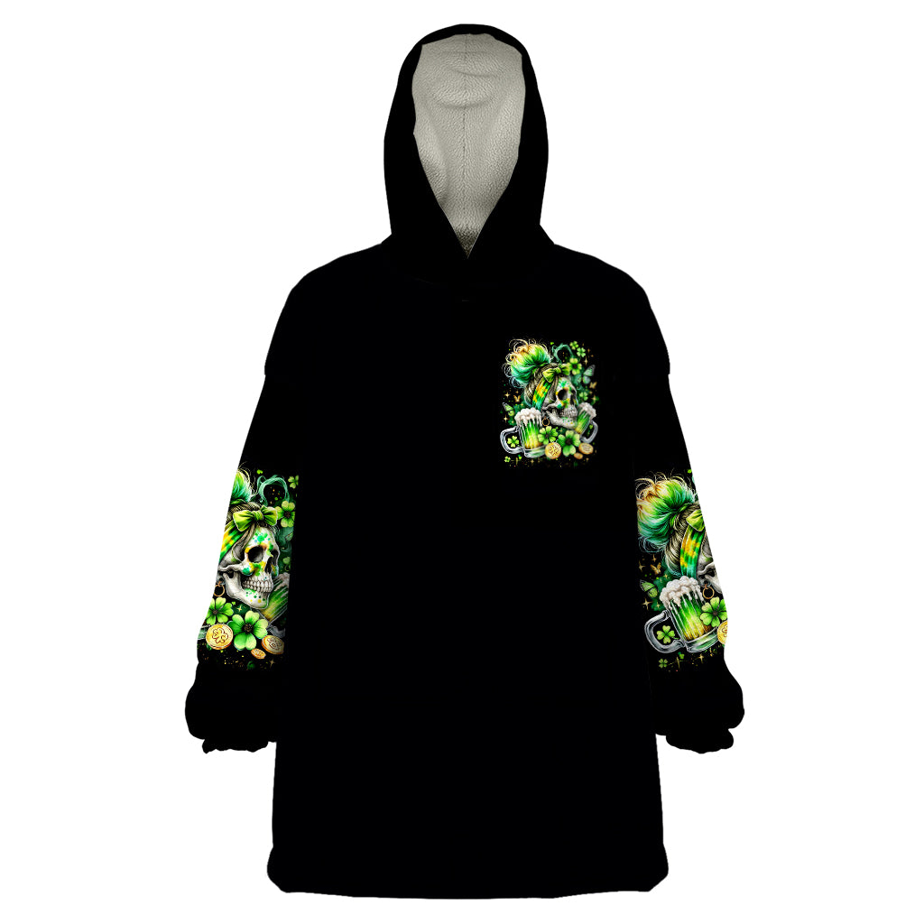 Irish Skull Wearable Blanket Hoodie Drink Up Bitches - Wonder Print Shop