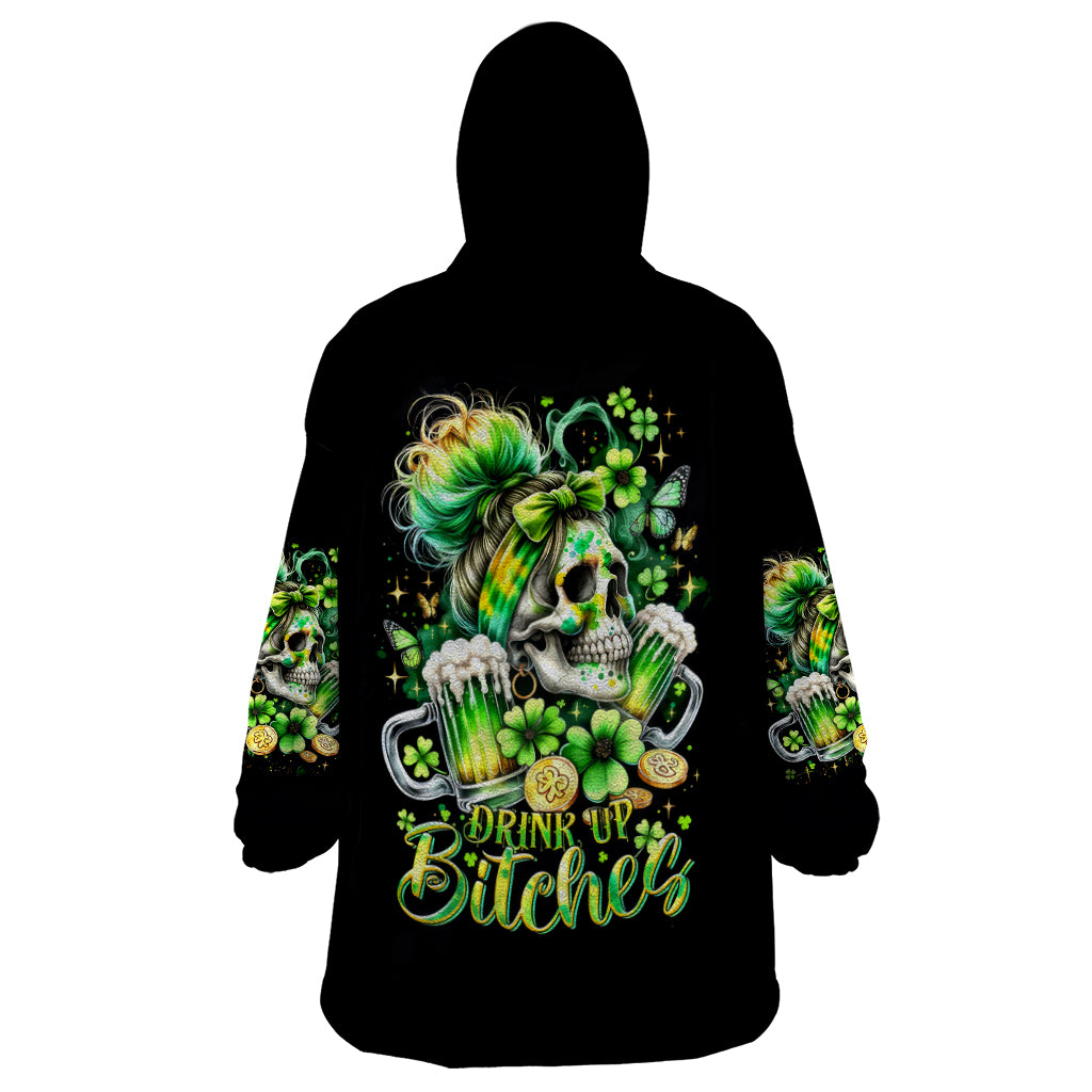 Irish Skull Wearable Blanket Hoodie Drink Up Bitches - Wonder Print Shop