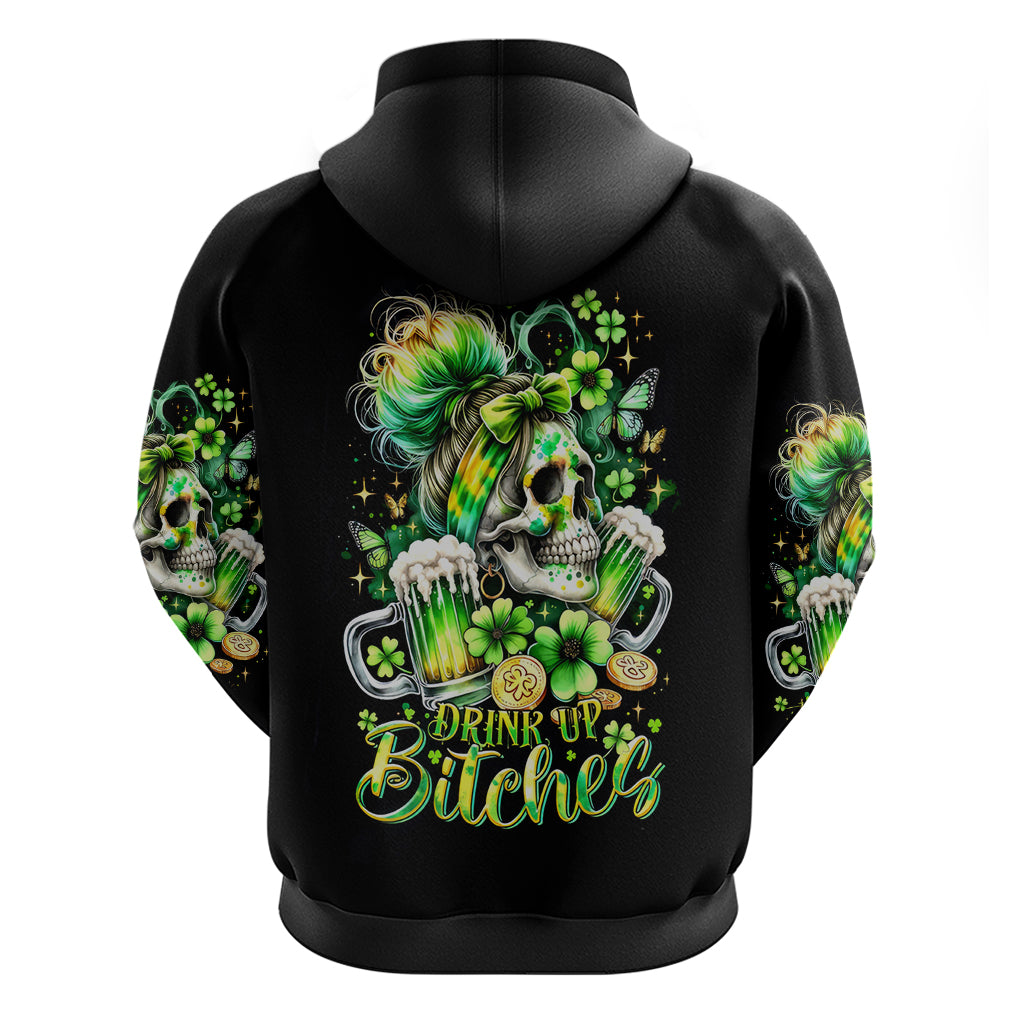 Irish Skull Zip Hoodie Drink Up Bitches - Wonder Print Shop