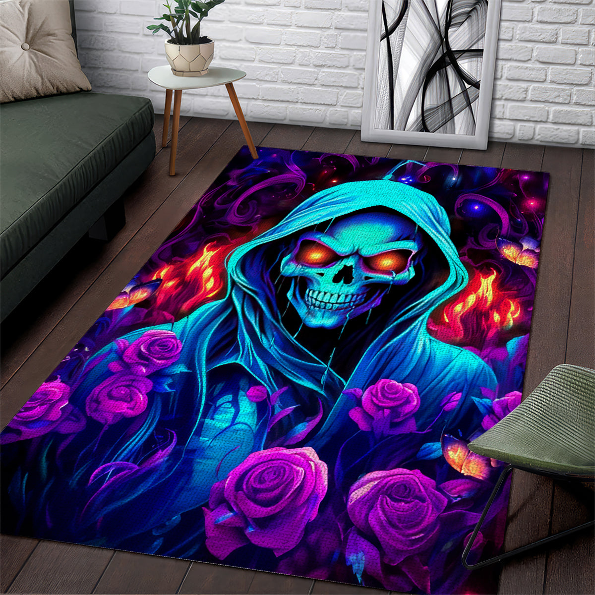 Rose Skull Area Rug Just So We Are Clear I'm Not Afraid Of You - Wonder Print Shop
