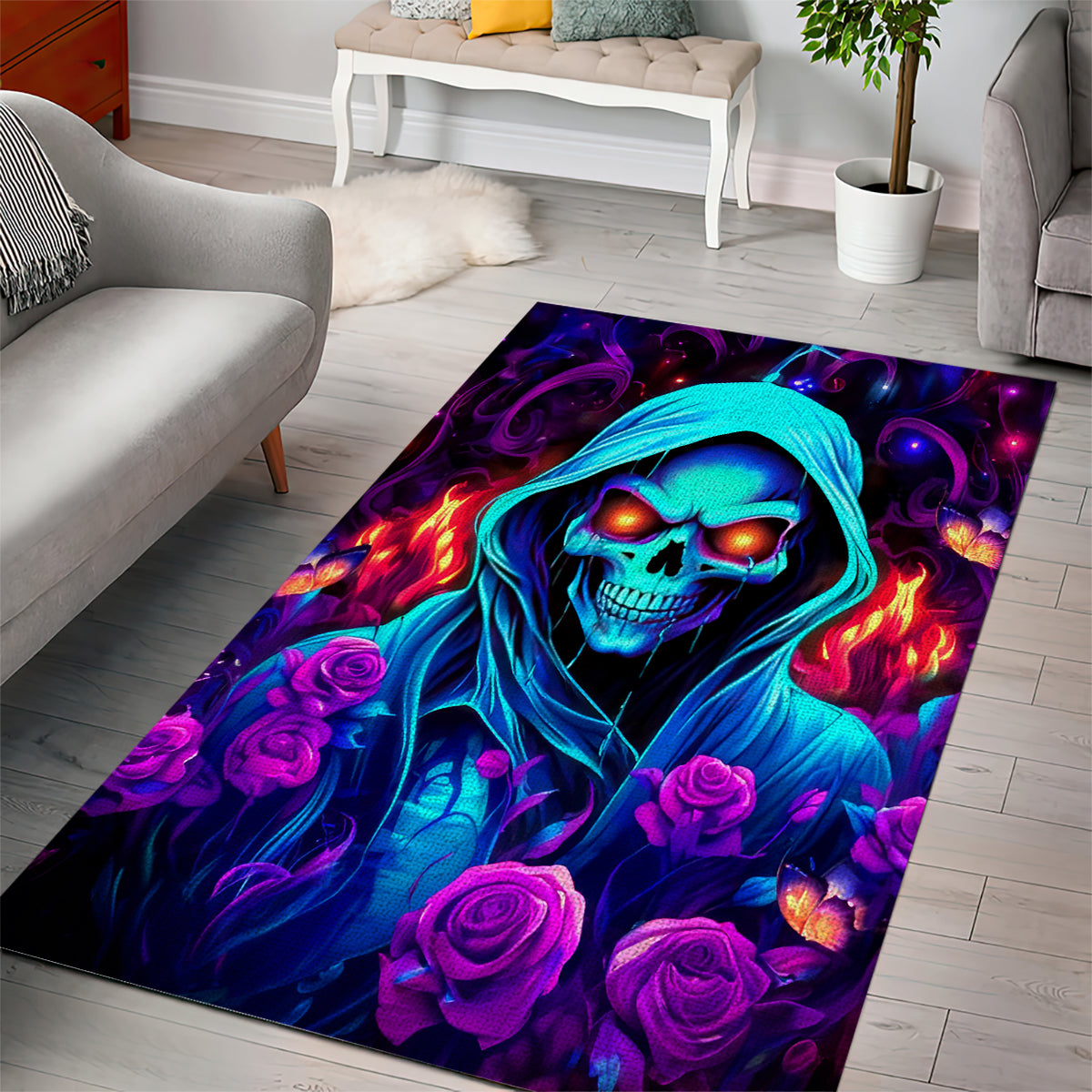 Rose Skull Area Rug Just So We Are Clear I'm Not Afraid Of You - Wonder Print Shop