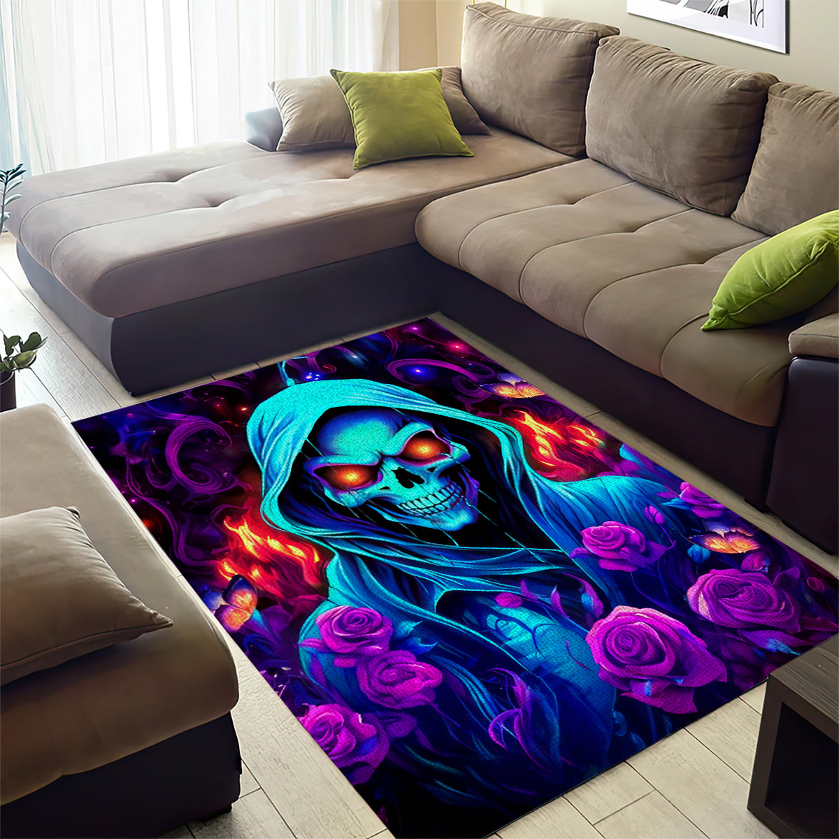 Rose Skull Area Rug Just So We Are Clear I'm Not Afraid Of You - Wonder Print Shop