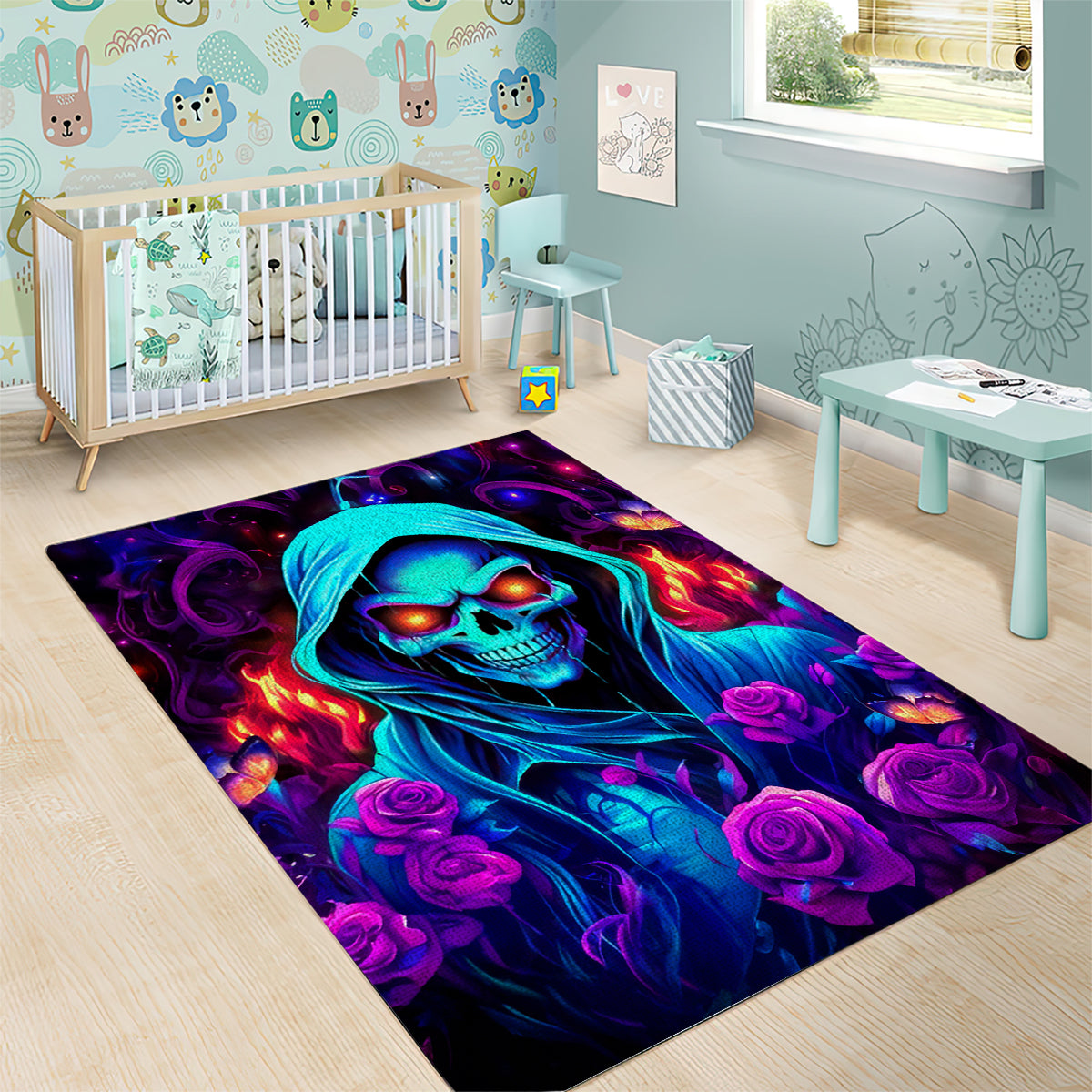 Rose Skull Area Rug Just So We Are Clear I'm Not Afraid Of You - Wonder Print Shop