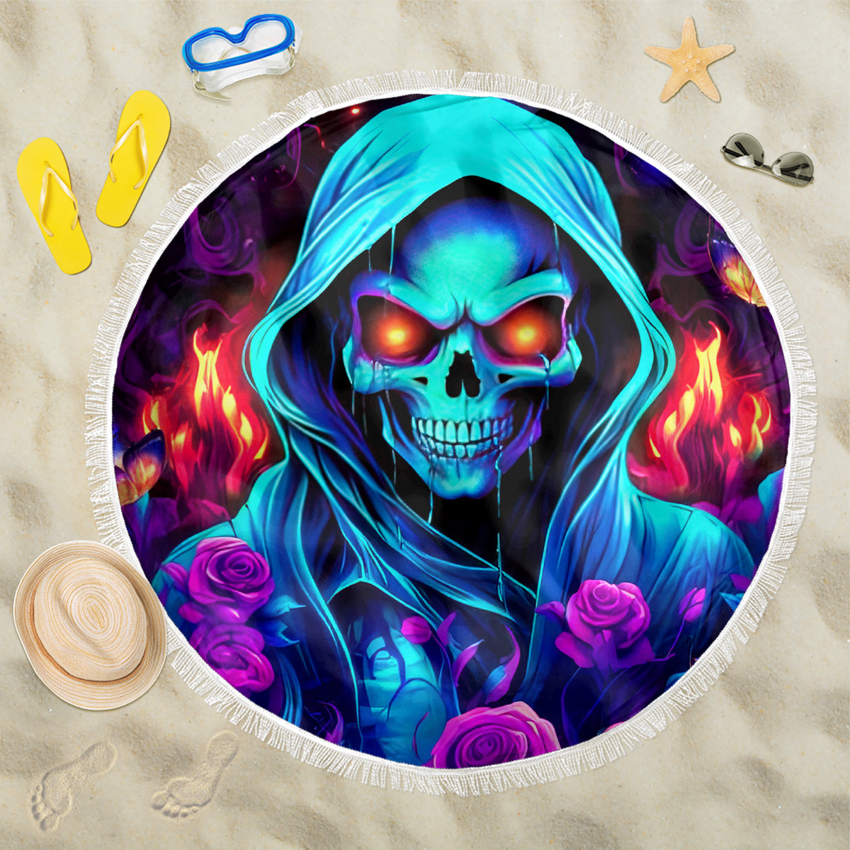 Rose Skull Beach Blanket Just So We Are Clear I'm Not Afraid Of You - Wonder Print Shop